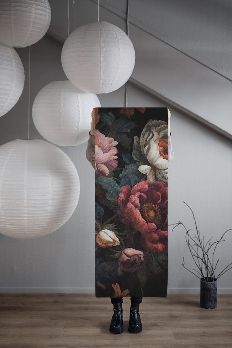 Moody Baroque Flower Art wallpaper roll