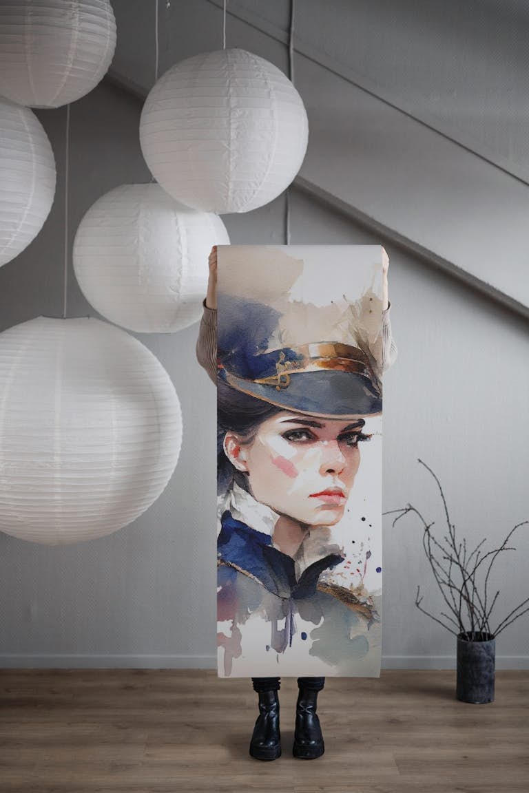 Watercolor Napoleonic Soldier Woman #1 wallpaper roll