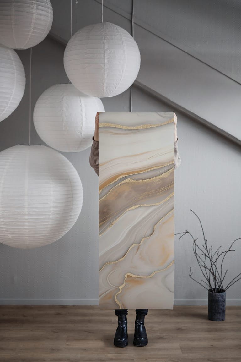 Luxury Marble Chic Decor Trend Ivory Beige papiers peint roll