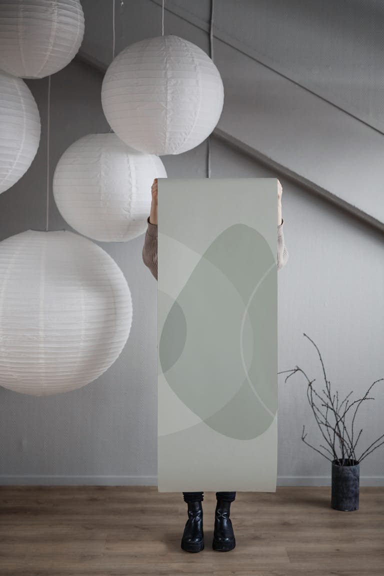 Mid Century Eclectic Calm Vibes Light Grey wallpaper roll