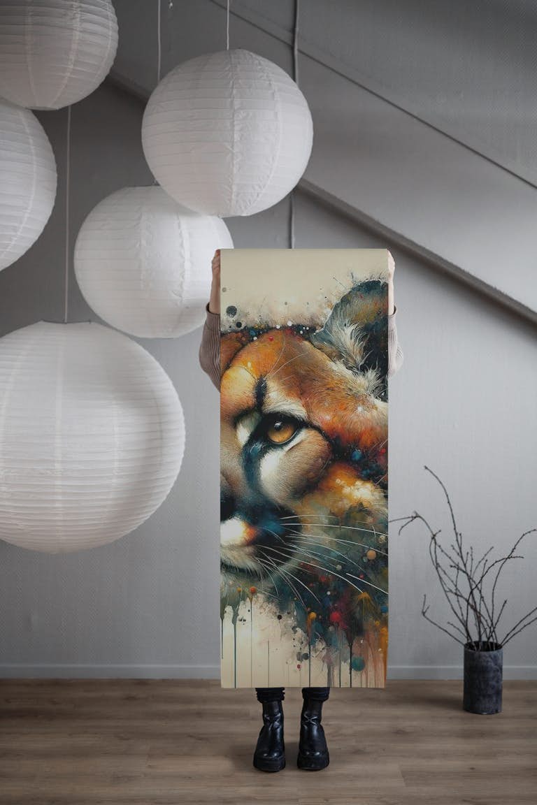 Watercolor Cougar tapetit roll