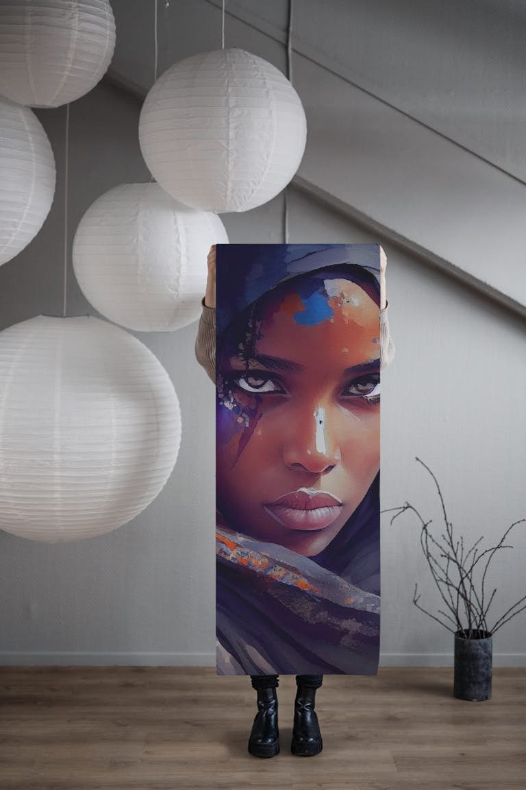 Watercolor Tuareg Woman #8 wallpaper roll