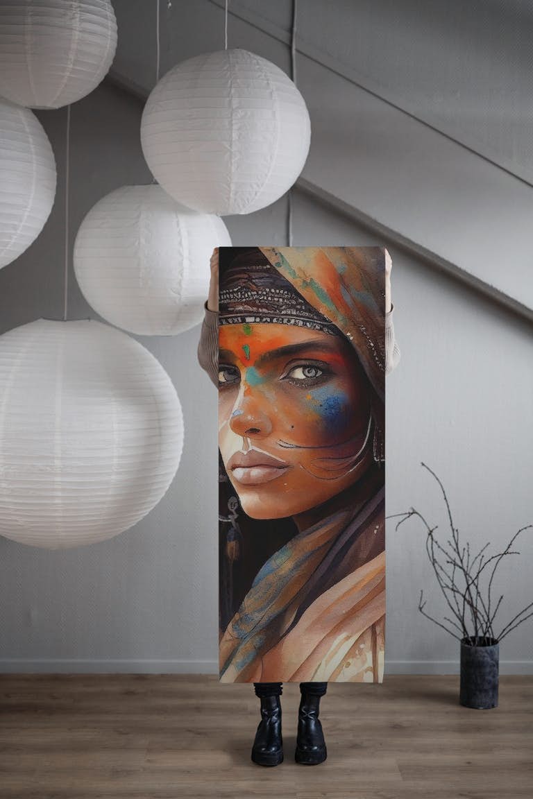 Watercolor Tuareg Woman #9 papel de parede roll