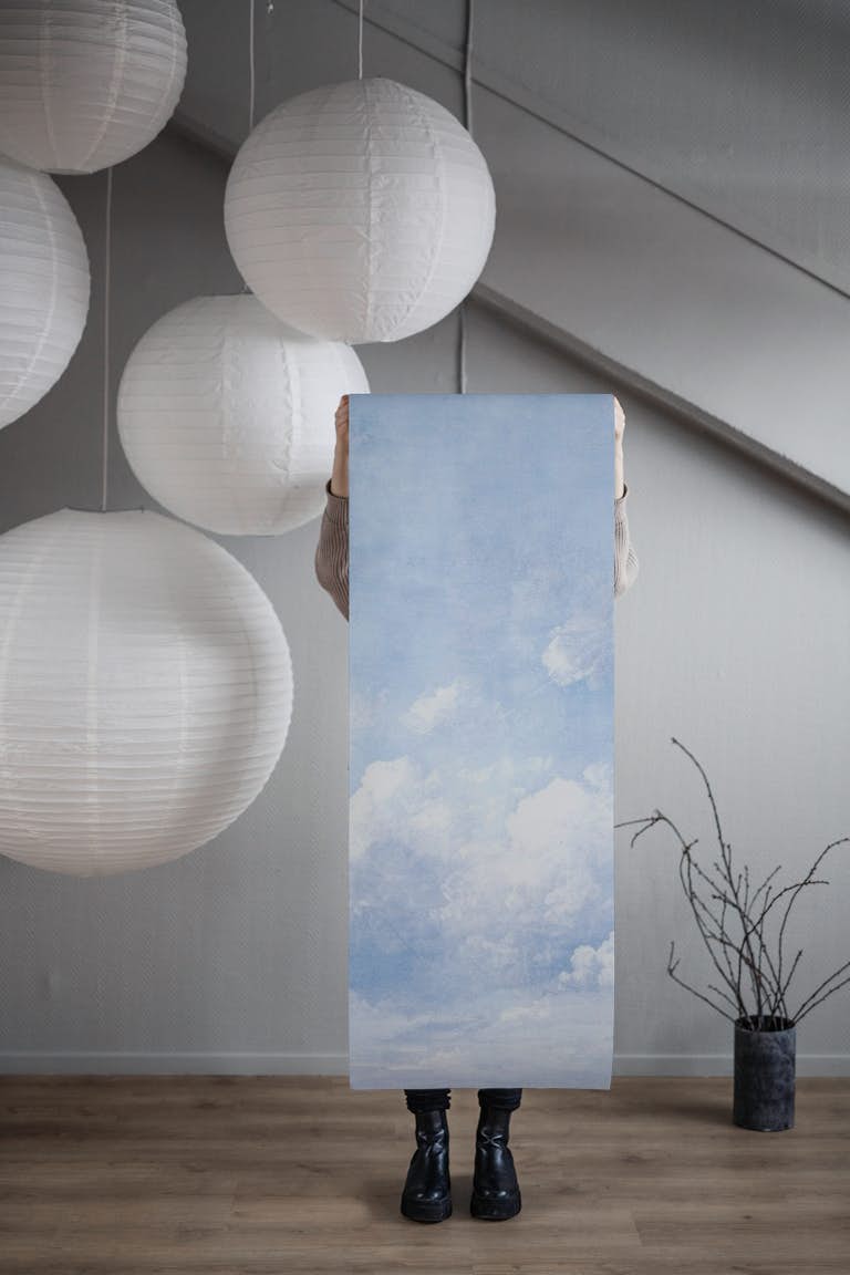 Serenity - Pastel Blue Sky in Safir papel de parede roll