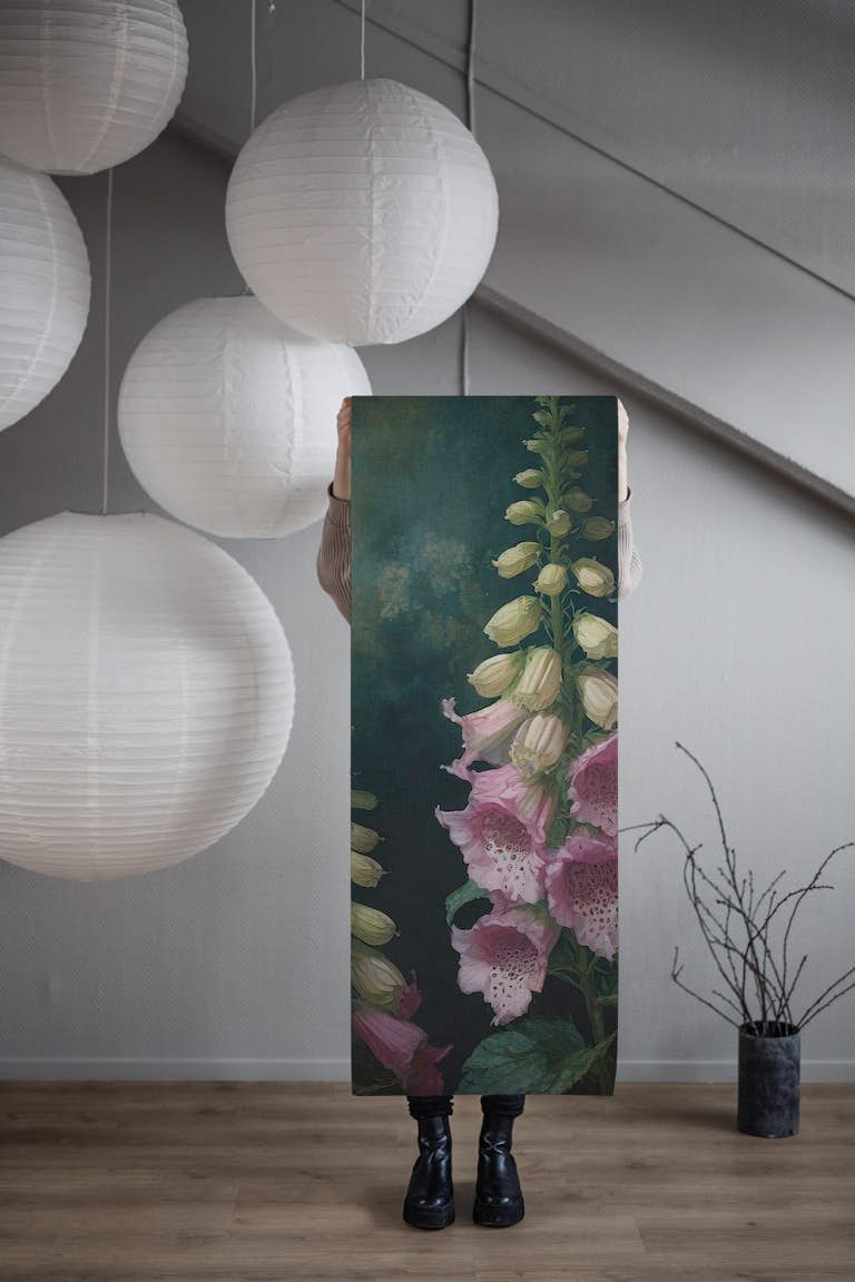 Moody digitalis floral wallpaper roll