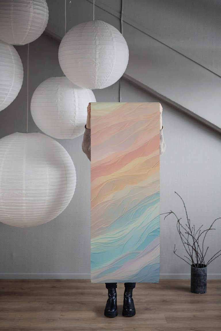 Abstract waves in pastel colors. behang roll