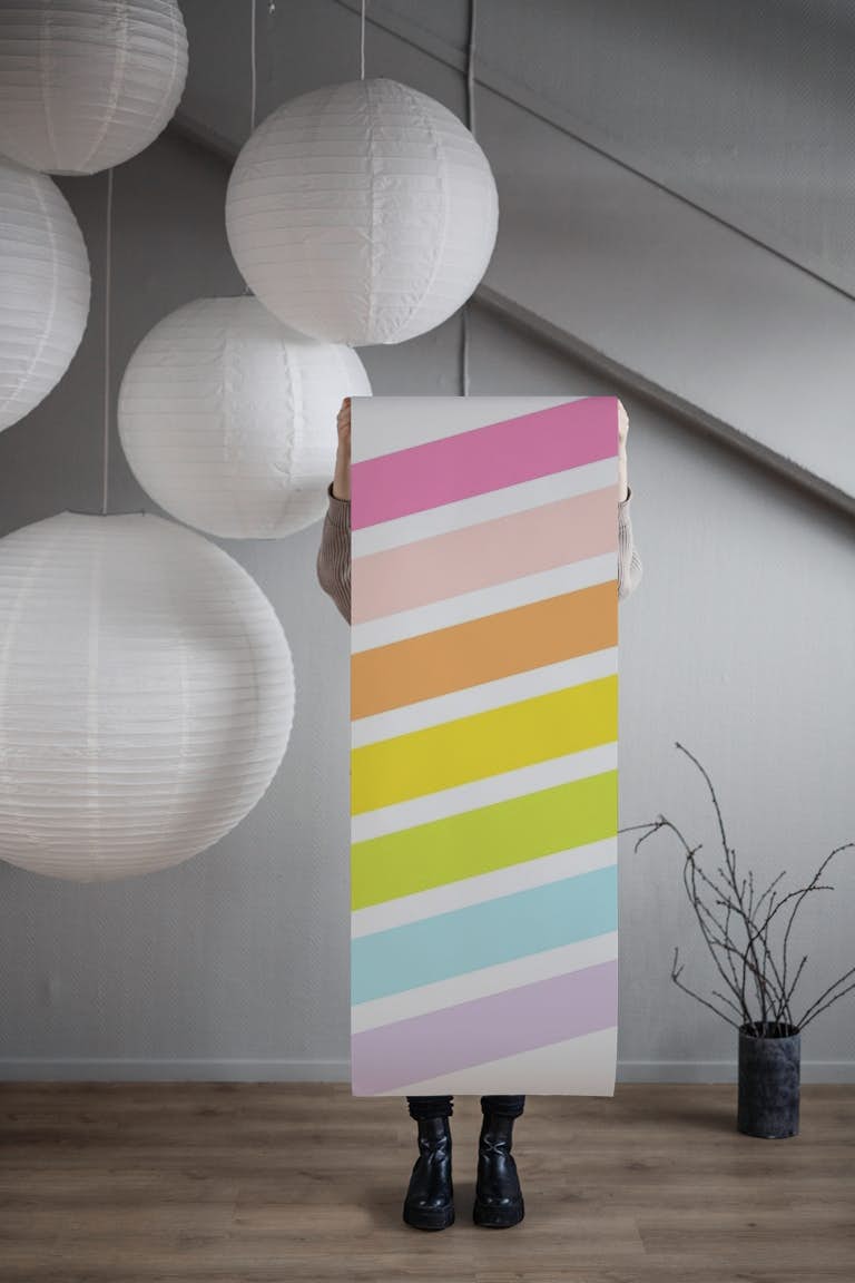 Vibrant Rainbow Stripes papel pintado roll