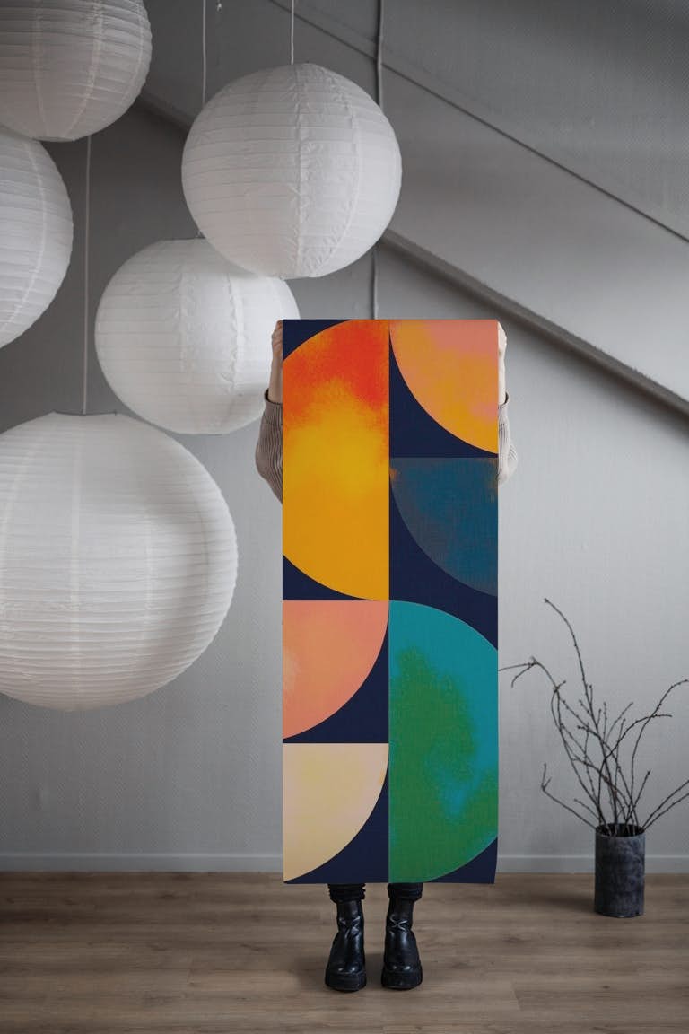 Colorful mid century shapes behang roll