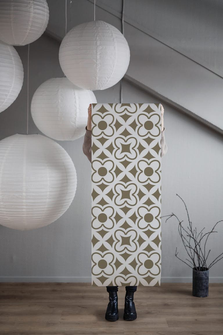 Neutral Tones Moroccan Ornament Pattern tapetit roll