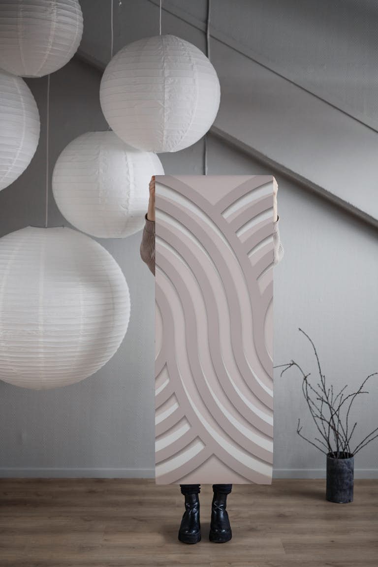 Modern Bauhaus Mid-Century Rounds Beige papel de parede roll