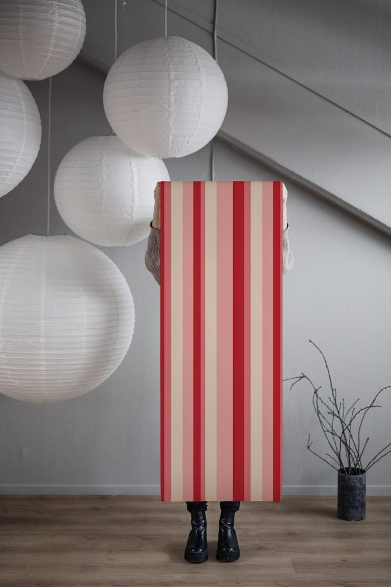 Red and Pink Stripes wallpaper roll
