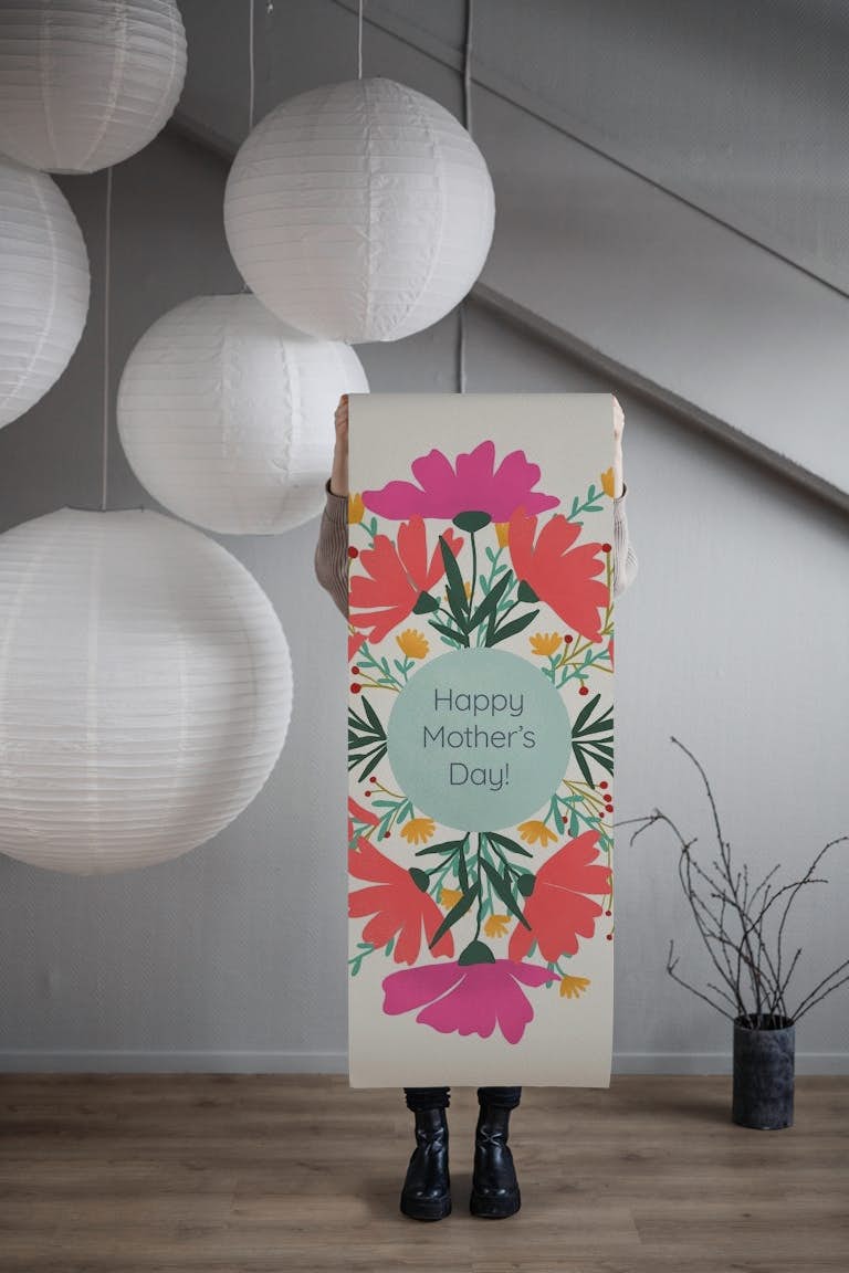 Happy mother's day floral design papel de parede roll
