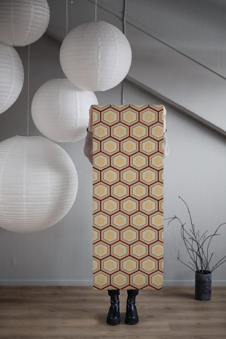 Vintage Japanese Honeycomb Pattern tapety roll