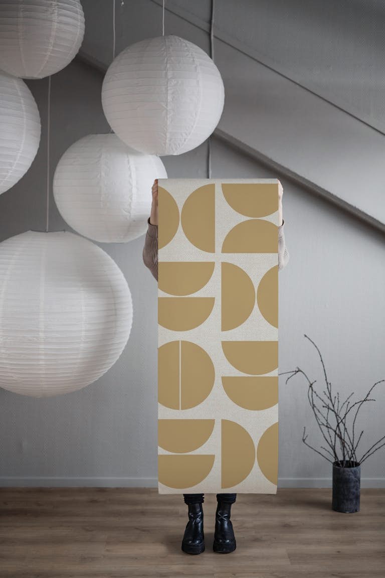 Pastel Ochre Bauhaus wallpaper roll
