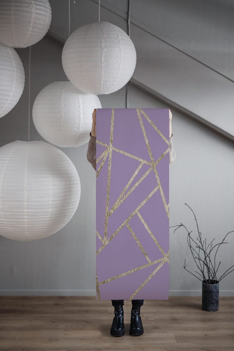 Classic Lavender Gold Geo 1 behang roll