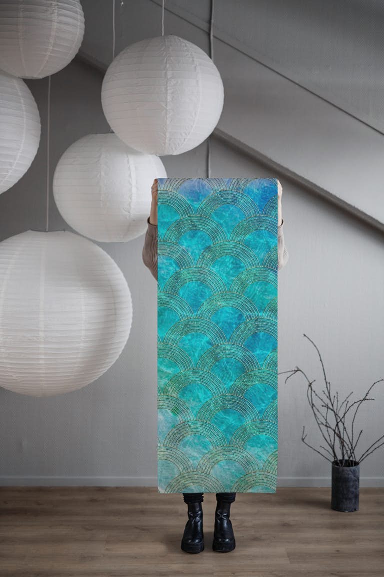 Ocean Mermaid Scales papel pintado roll