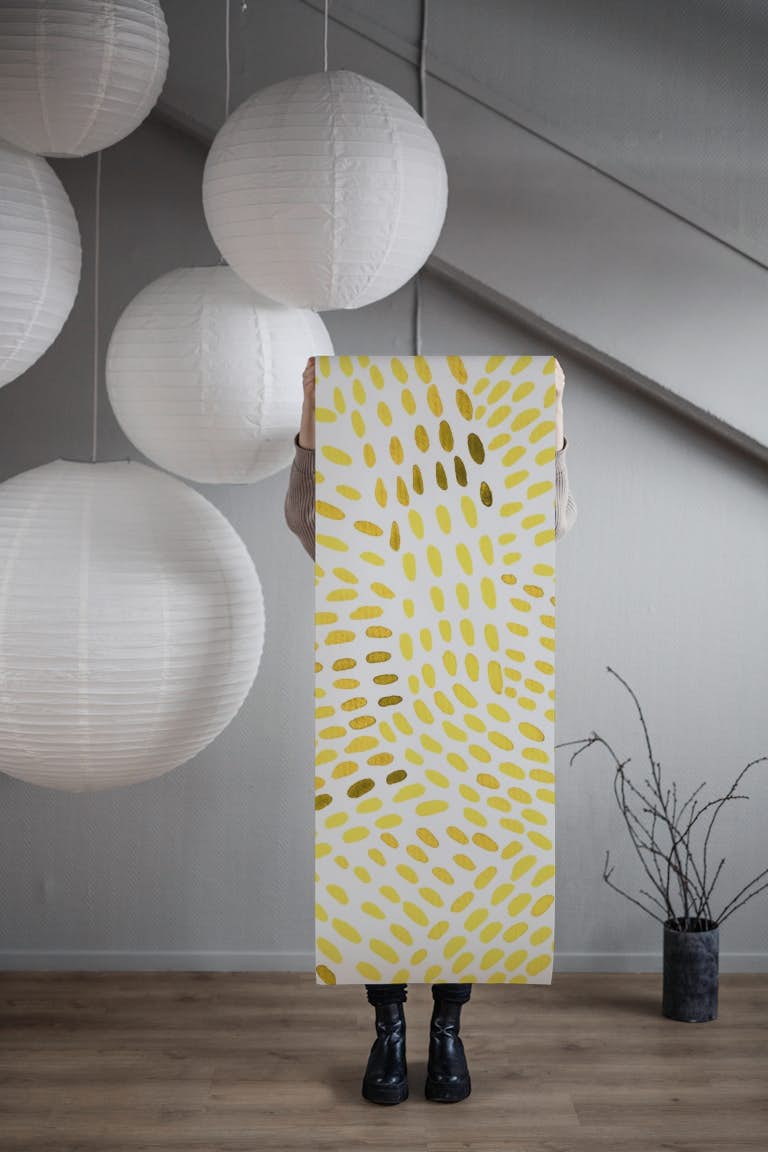 Watercolor Dotted lines yellow wallpaper roll