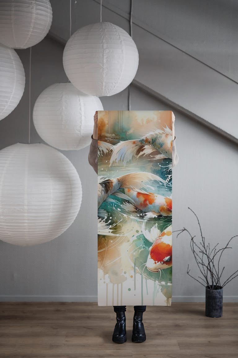 Koi Fishes in Watercolor tapet roll