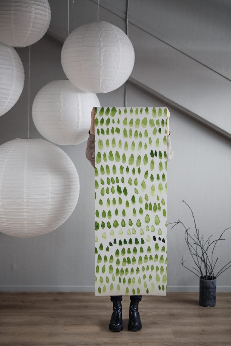 Painted dots green tapet roll