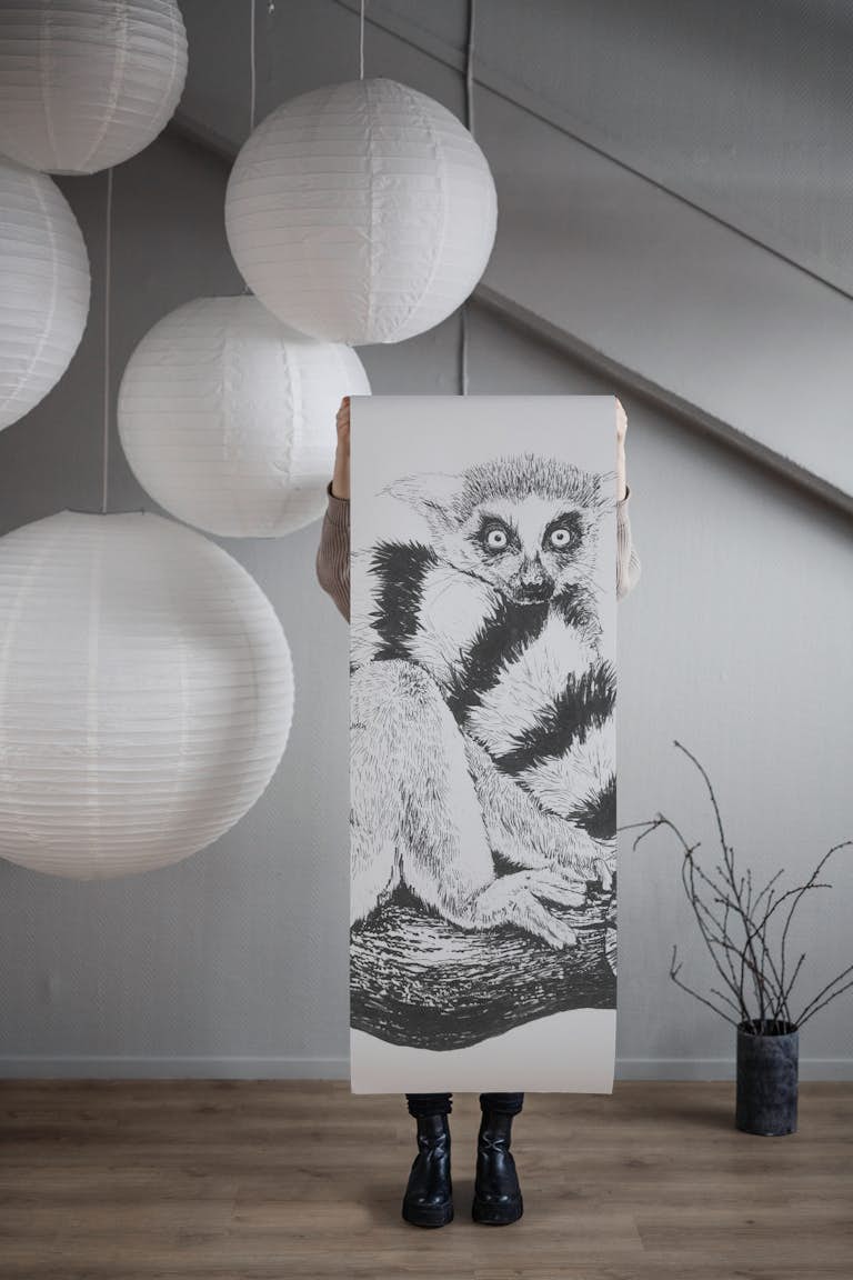 Lemur drawing papel de parede roll