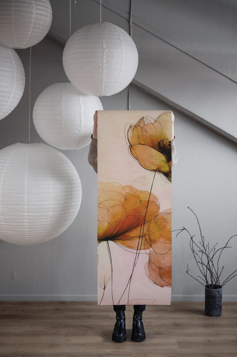 Amber Blossoms Art Decor wallpaper roll