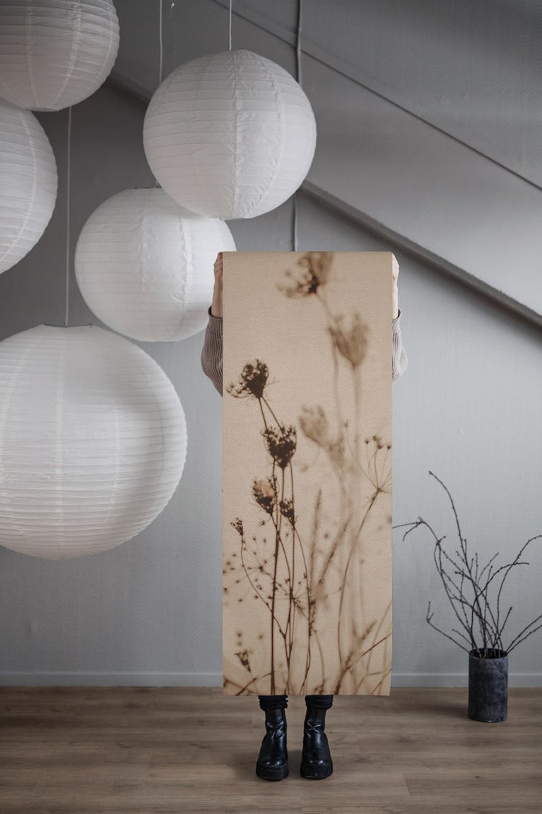 Flowers Grass Beige wallpaper roll