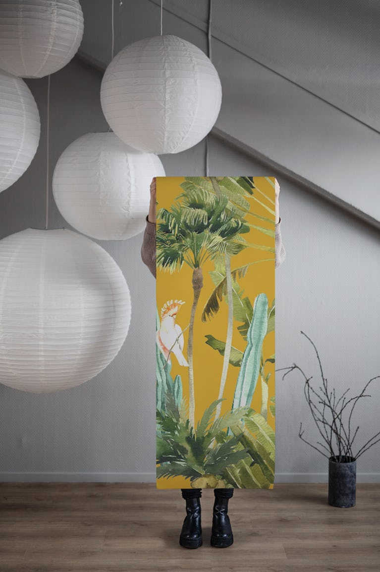 Tropical Birds & Palm Leaves wallpaper roll