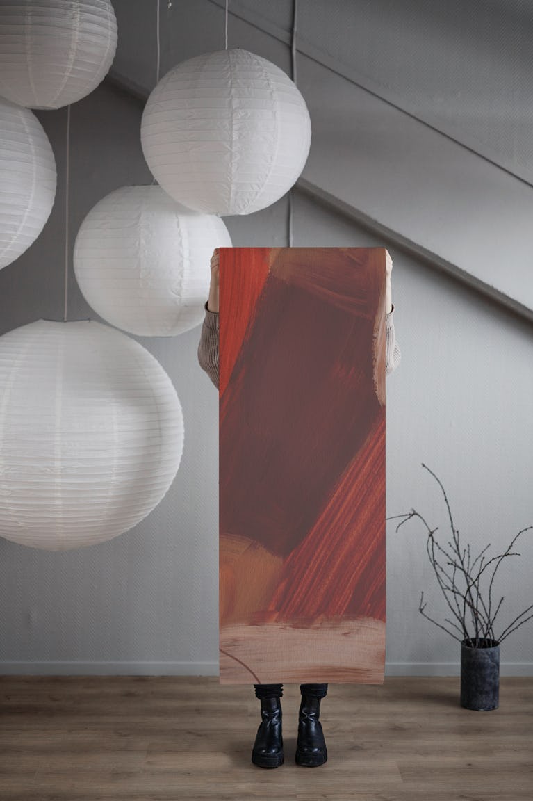 Burnt Sienna Brushstrokes wallpaper roll