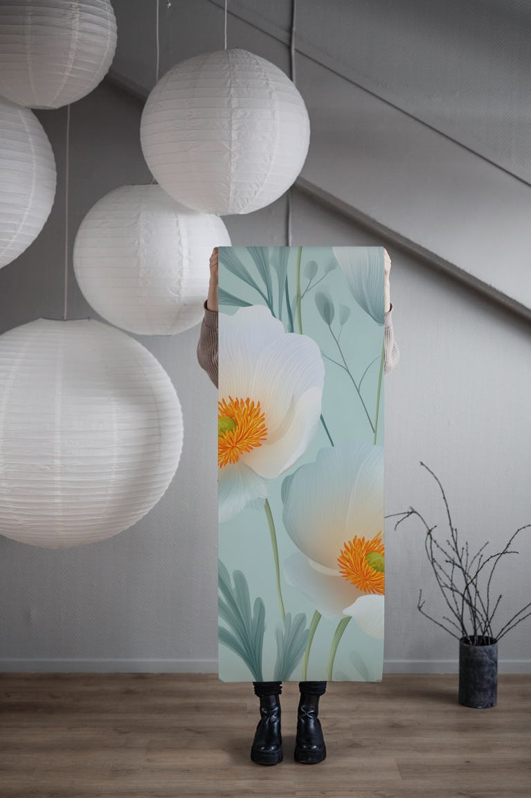 Soft White Petals Harmony wallpaper roll
