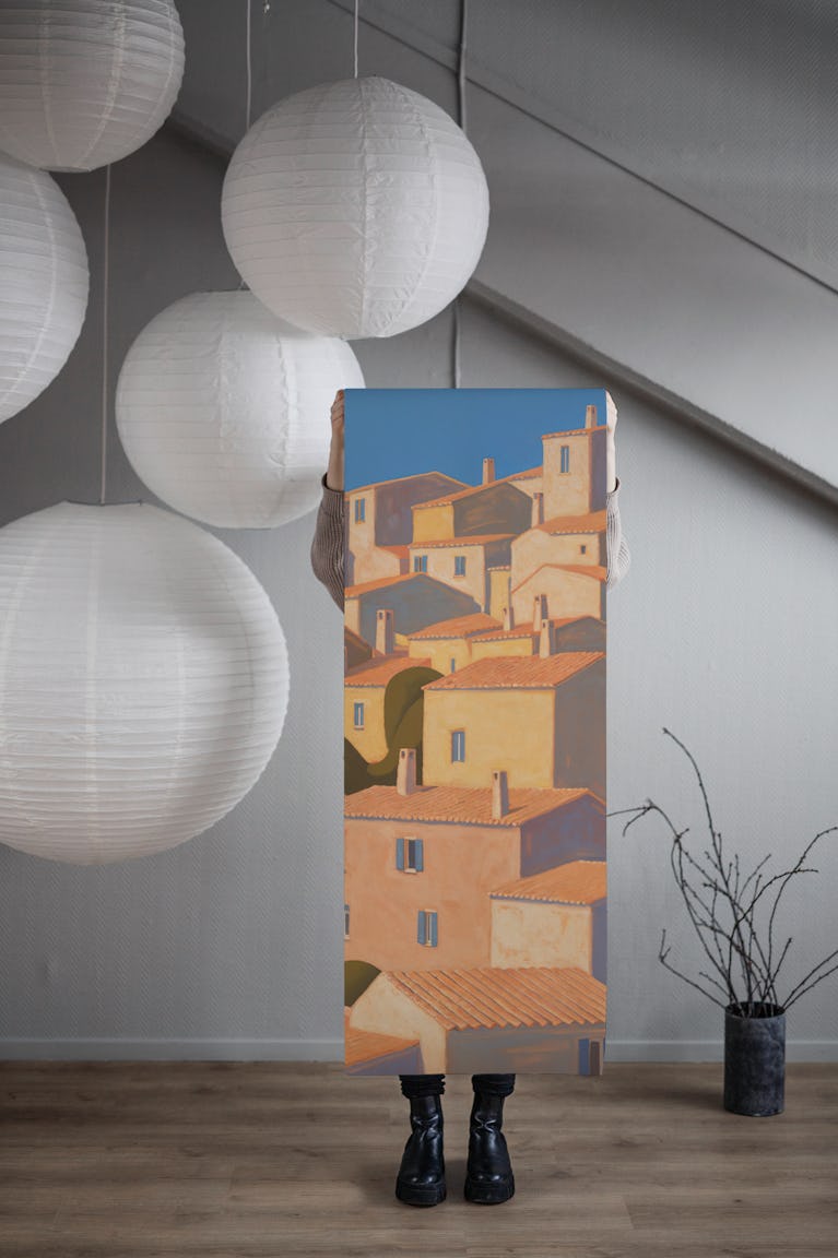 Mediterranean Village View wallpaper roll