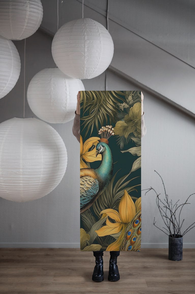 Elegant Peacock Design wallpaper roll