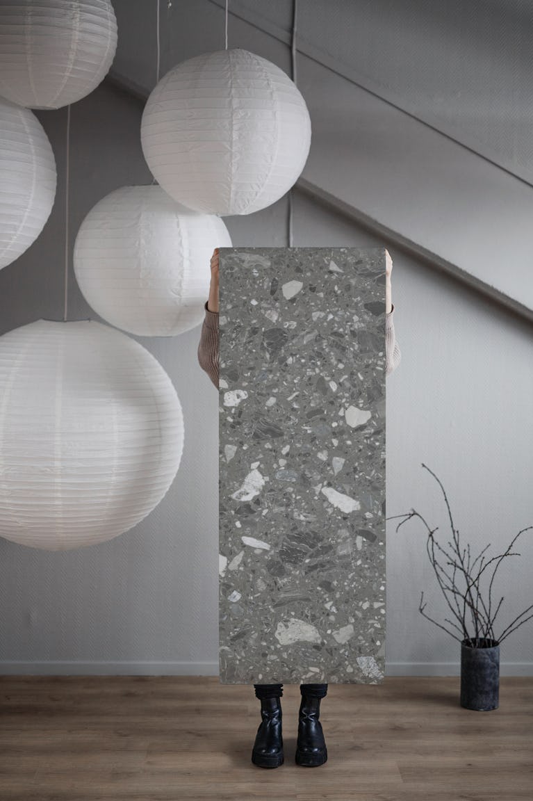 Dark Grey Terrazzo wallpaper roll