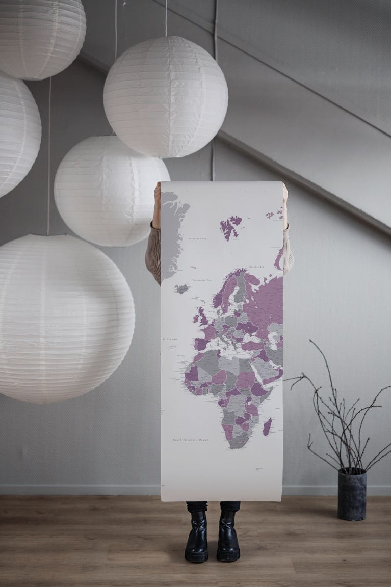 High detail world map Auberg wallpaper roll