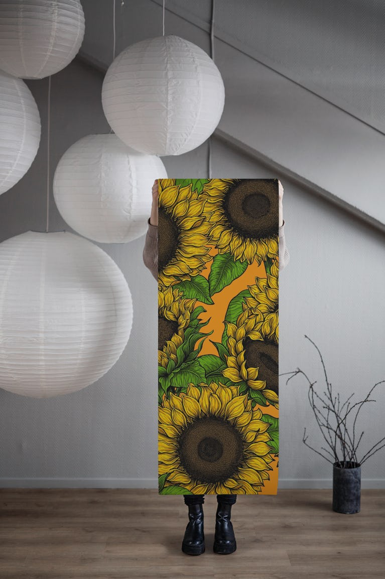 Sunflower field 3 wallpaper roll