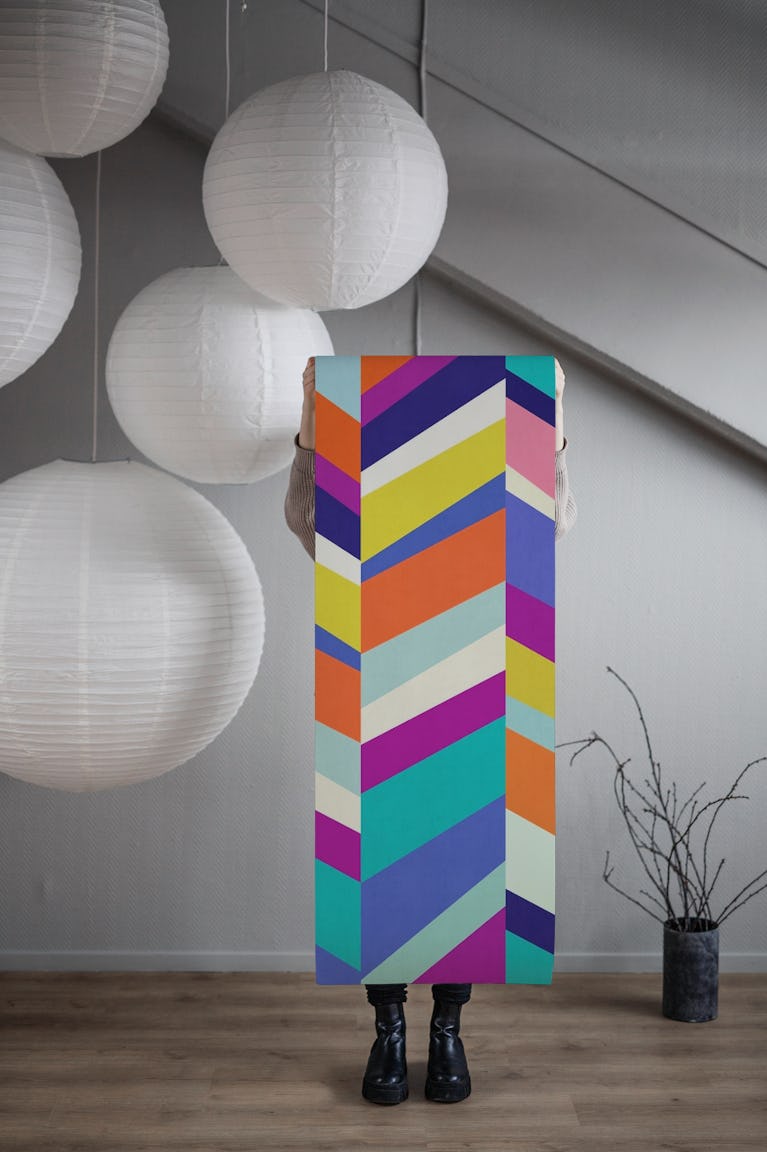 Colored chevron wallpaper roll