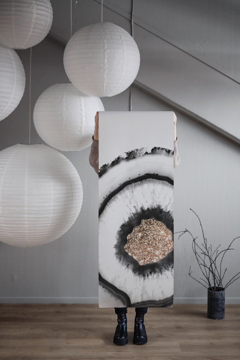 White Agate Gold Glitter 1 wallpaper roll