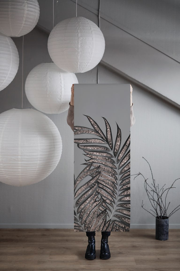 Palm Leaves with Glitter 2 wallpaper roll