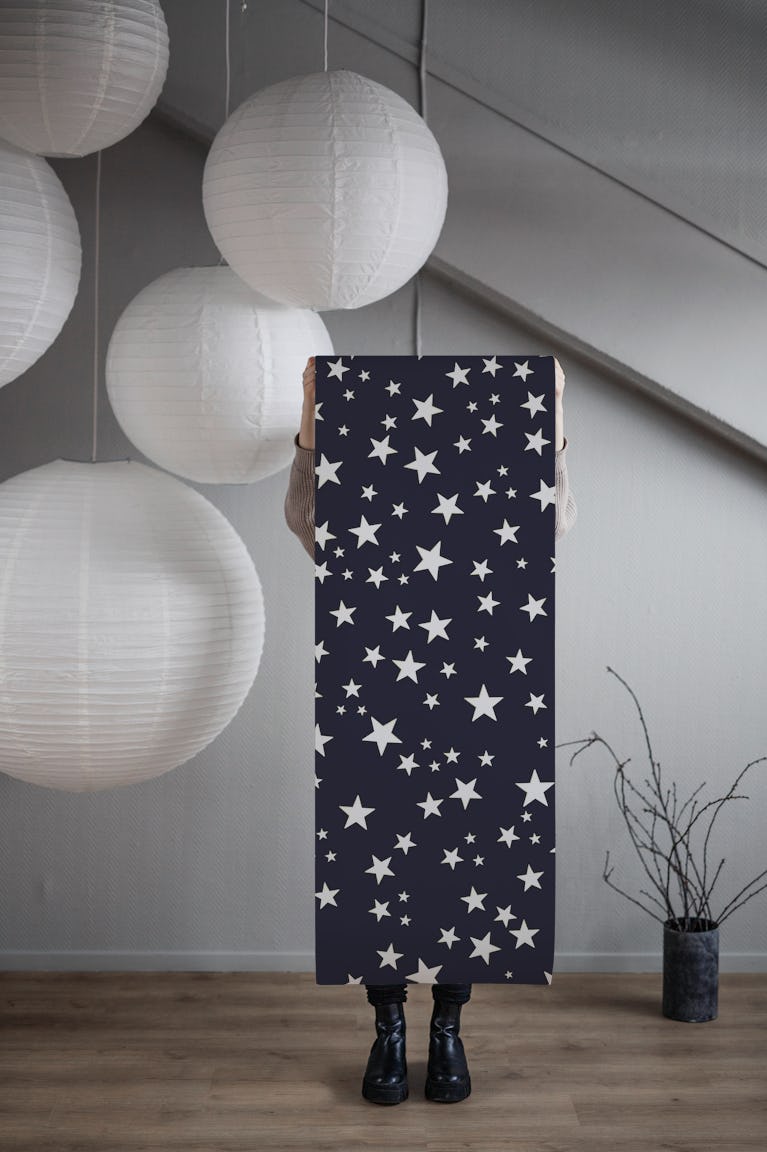 Shining golden and white star wallpaper roll