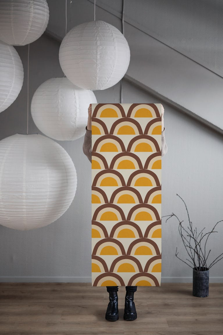 70s Rainbow Brown wallpaper roll