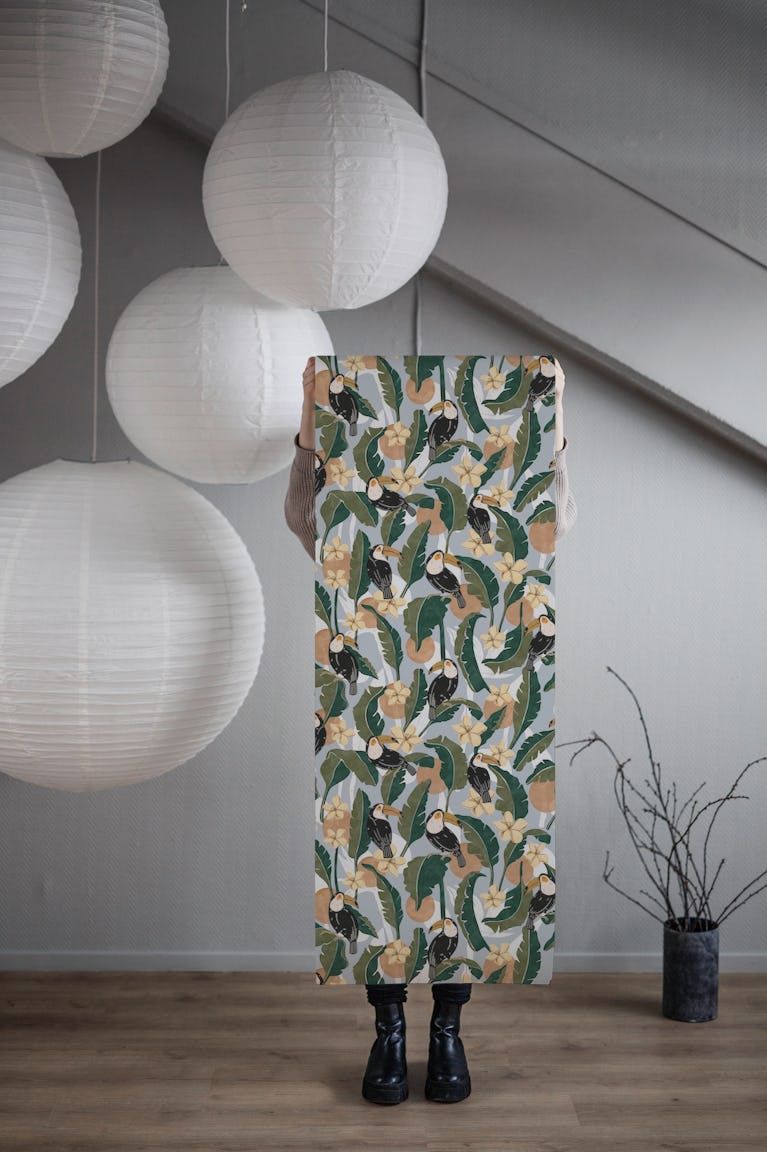 Toucans banana leaf-01 wallpaper roll