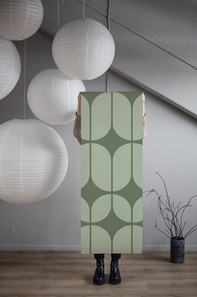 Sage Bauhaus Art wallpaper roll
