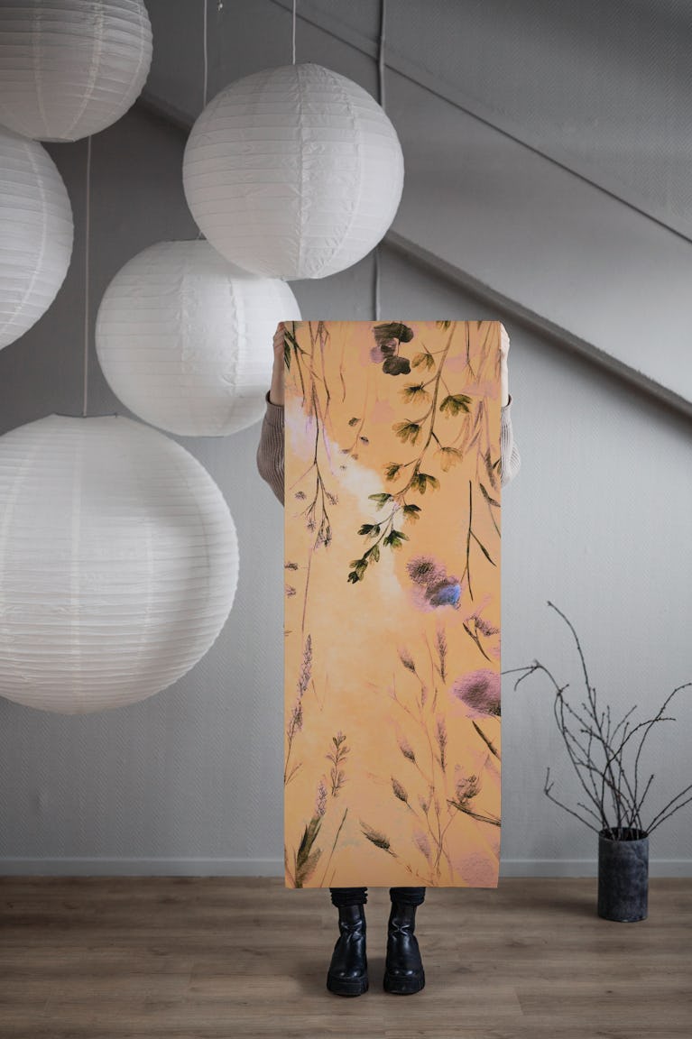 Antique Rustic Hanging Flower Meadow wallpaper roll