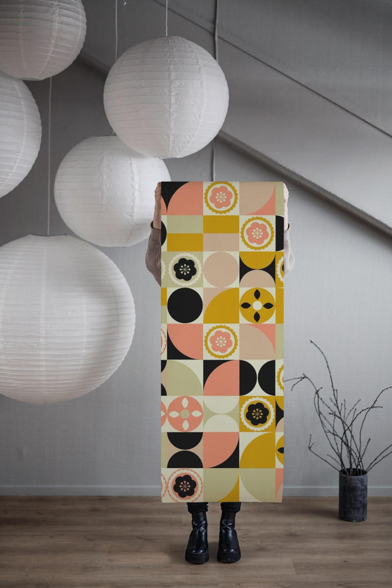 Contemporary Floral Bauhaus wallpaper roll