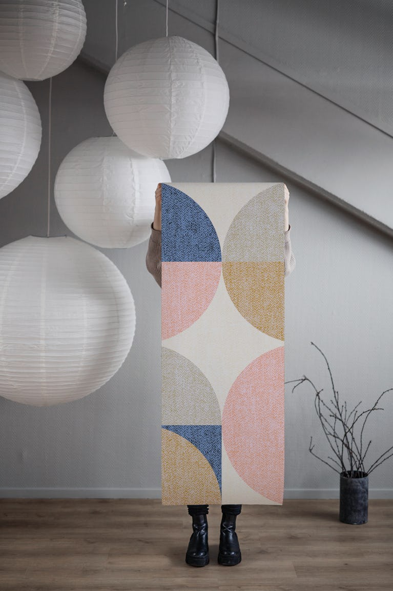 Retro Mid Century Modern Geometric Pattern wallpaper roll