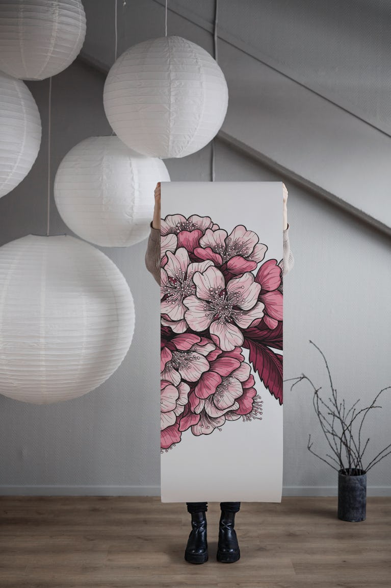 Cherry blossom branch wallpaper roll