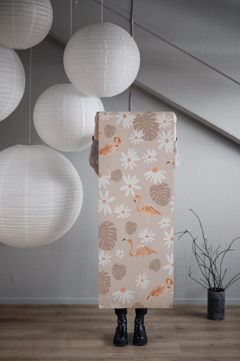 Flamingo Monstera Daisy Dream 2 wallpaper roll