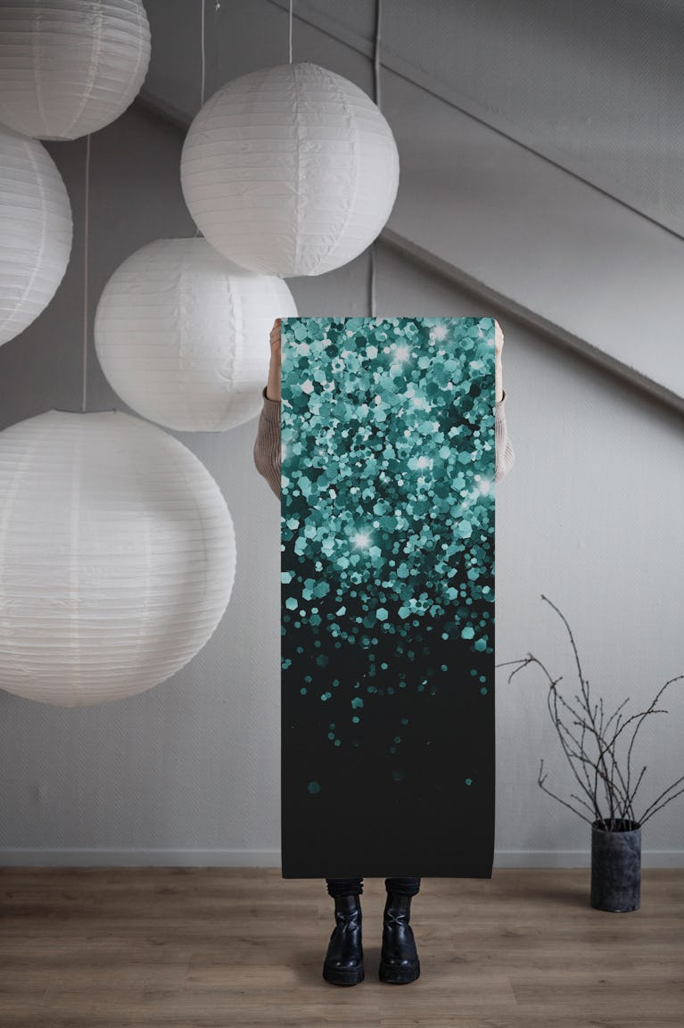 Teal Mermaid Ocean Glitter 3a wallpaper roll