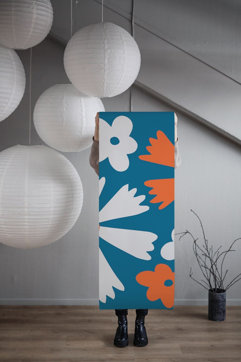 Scandinavian Retro Flowers wallpaper roll