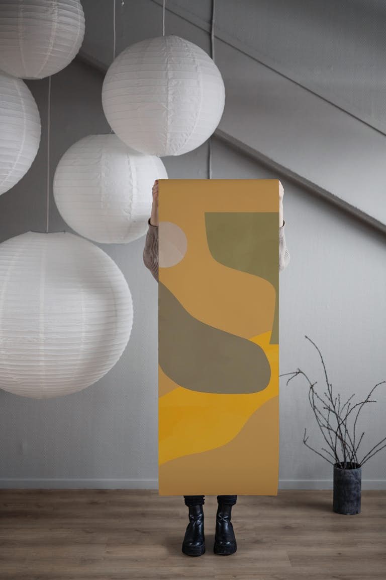 Muted Shapes in Yellow papel pintado roll