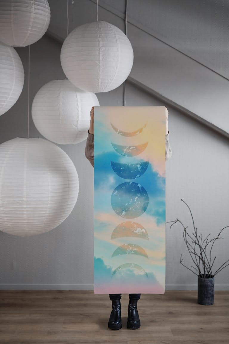 Unicorn Pastel Clouds Moon 2 wallpaper roll